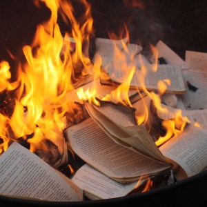 burning paper books censorship
