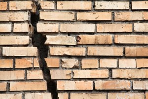 wall cracked bricks fall